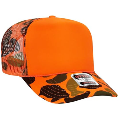 OTTO Cap 5 Panel High Crown Foam Front Mesh Back Trucker Hat, One Size - color: 009cpa