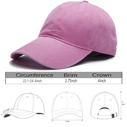 Edoneery Baseball Cap for Men and Women, Low Profile Washed Cotton Dad Hat - color: Pink