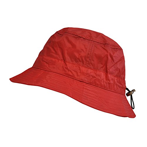 Toutacoo, Adjustable Bucket Rain Hat, Nylon Look - color: 02-red, size: Medium-Large