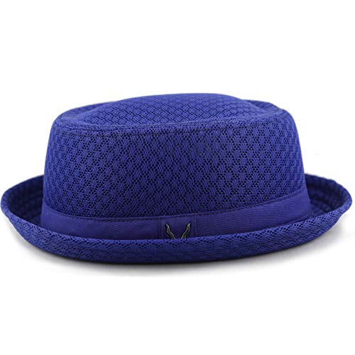The Hat Depot Unisex Light Weight Classic Soft Cool Mesh Pork Pie hat - color: Royal, size: Small-Medium