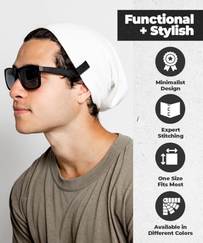 Warm Slouchy Beanie Hat - Deliciously Soft Daily Beanie in Fine Knit - color: Black and White - 1