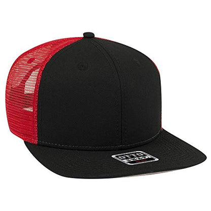 OTTO SNAP Hawaiian Pattern Square Flat Visor 6 Panel Pro Style Snapback Hat - color: Blk/Blk/Red