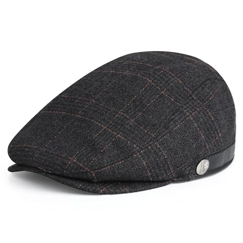 Sumolux Mens Newsboy Hat Flat Cap Gatsby Lvy Irish Hats Driving Cabbie - color: B Dark Grey Plaid