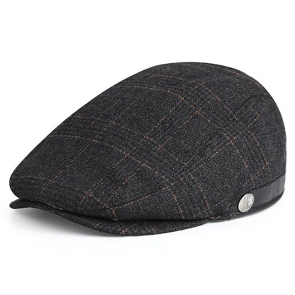 Sumolux Mens Newsboy Hat Flat Cap Gatsby Lvy Irish Hats Driving Cabbie - color: B Dark Grey Plaid