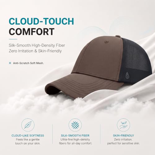 AOPREL Cloud-Touch Trucker Hat - High-Density Structured Mesh Baseball Cap Men & Women，Shape-Retaining Breathable UPF 50+ - color: Coffee Khaki · Vintage