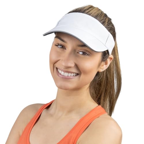 TrailHeads Women's Performance Sun Visor Hat for Running, Golf & Sports - color: White