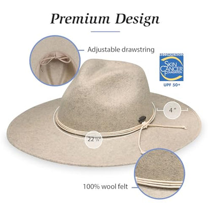 Wallaroo Hat Company Women's Colorado Fedora – UPF 50+ Sun Protection, Wide Brim Sun Hat, Packable, Adjustable - color: Oatmeal