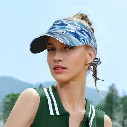 Sports Sun Visor Hat for Men Women, Adjustable Breathable Golf Tennis Cap - color: Shark