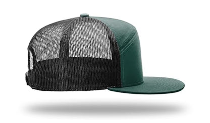 Richardson 168 168P Hat 7-Panel Trucker Cap Hi-Pro Snapback Cap Camo Hat Adjustable Baseball Hat Blank Hat Bulk Hats - color: Dark Green/Black
