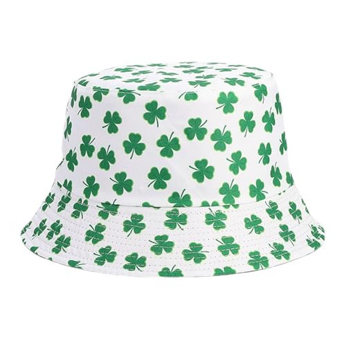 Bucket Hat for Women Men, Cotton Reversible Double Side Wear Sun Hats Beach Fisherman Hat - color: St Patrick's Day