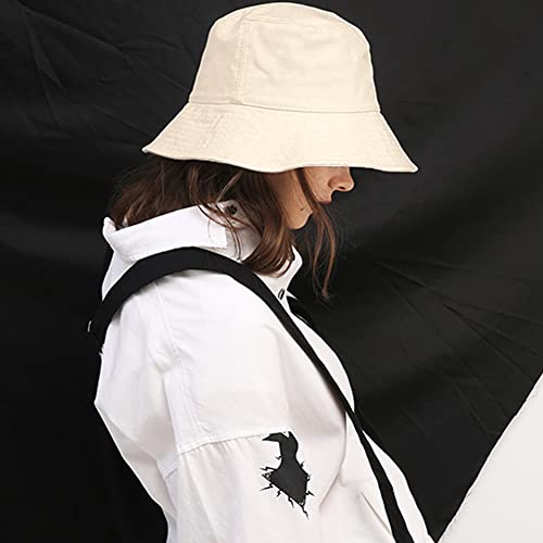 Unisex Bucket Hat Beach Sun Hat Aesthetic Fishing Hat for Men Women Teens, Reversible Double-Side-Wear - color: Beige