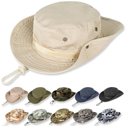 Sun Hats for Men Women Bucket Hat UPF 50+ Boonie Fishing Safari Hat - color: Beige