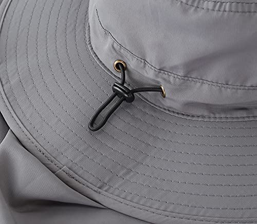 Home Prefer UPF50 Mens Sun Hat with Neck Flap Quick Dry UV Protection Cap Womens Wide Brim Fishing Hat Neck Flap Beach Garden - color: Dark Grey
