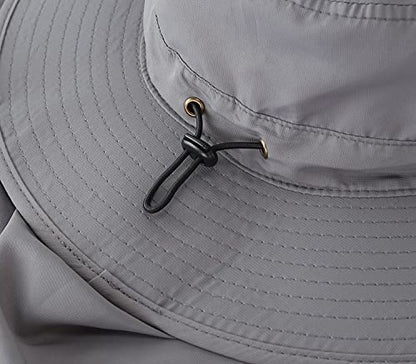 Home Prefer UPF50 Mens Sun Hat with Neck Flap Quick Dry UV Protection Cap Womens Wide Brim Fishing Hat Neck Flap Beach Garden - color: Dark Grey