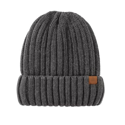 Home Prefer Mens Winter Hat Wool Fleece Lined Knit Beanie Hat Warm Stocking Caps - color: Heather Grey