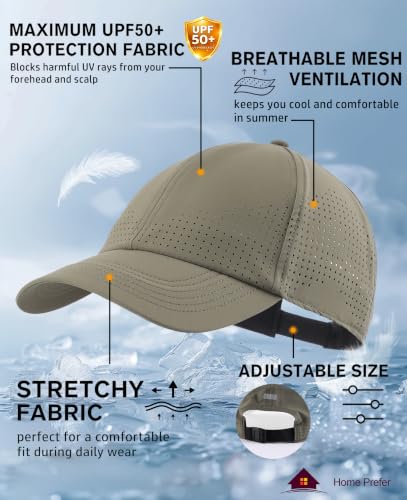 Home Prefer Mens Womens UPF50+ Sun Hat Athletic Adjustable Baseball Cap Quick Dry UV Protection Workout Running Golf Hat - color: Army Green, size: Medium