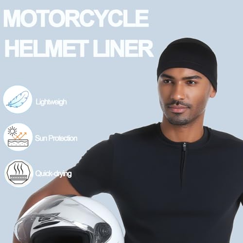 Cooling Skull Caps for Men Hard Hat Helmet Liner Cycling Cap Running Beanie - color: 1pcs Black