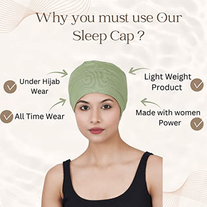 Chemo Hats Solid Sleep Cap Women's Bamboo Soft Headwear Cancer Cap Chemo Headwear Women - color: Green