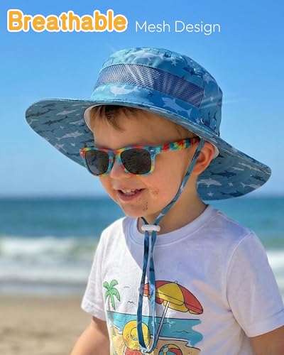 HONGTEYA Baby Toddler Sun Hat, Summer Mesh Bucket Beach Hat for Boys Girls - color: Shark, size: 6-24 Months