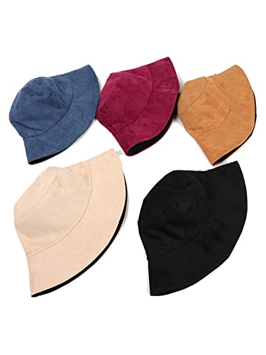 Trendy Fisherman Hats Double Side Wear Fishing Sun Hat Solid Color Bucket Hat Winter Reversible Packable Cap - color: Beige