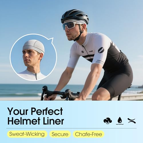 LONGLONG 2-Pack Breathable Skull Caps Helmet Liner for Motorcycle Hard Hat - color: Black+gray