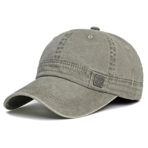 Vintage Washed Cotton Adjustable Baseball Cap for Men Women Low Profile - color: Khaki