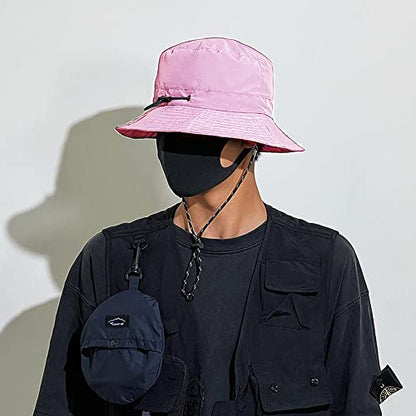 Waterproof Bucket Hat for Women and Men - UV Protection Beach Sun Hat Fishing Safari Boonie Hat Rain Hat Adjustable Packable - color: Pink - Waterproof