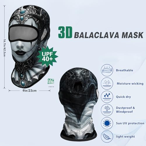 Obacle Balaclava Face Mask for Men Women Motorcycle Ski Hunting Cycling Fishing - color: Skull Women Gray Face Gray Lip