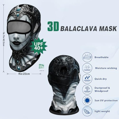Obacle Balaclava Face Mask for Men Women Motorcycle Ski Hunting Cycling Fishing - color: Skull Women Gray Face Gray Lip