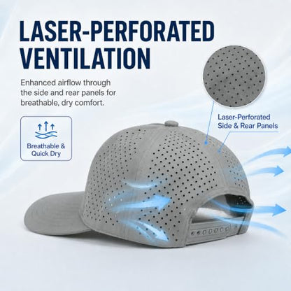 Quick Dry Baseball Cap Waterproof Snapback Trucker Golf Hat for Men Women - color: Light Gray