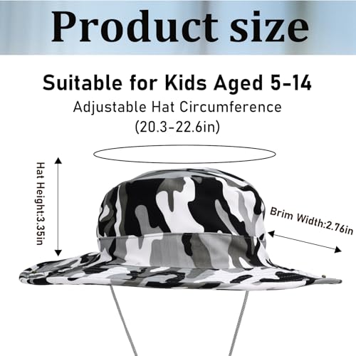 Kids Sun Hats for Boys Girls Bucket Hat UPF 50+ UV Protection Safari Hat Lightweight & Breathable Boonie Hat - color: 1 Pack-gray Camo