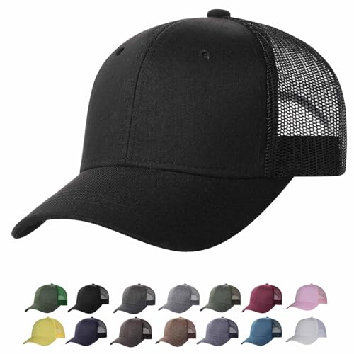 TSSGBL M, L, XL, XXL Snapback Trucker Hats Baseball Caps Adjustable Blank Mesh Back Ball Caps for Men Women - color: Black, size: X-Large-XX-Large