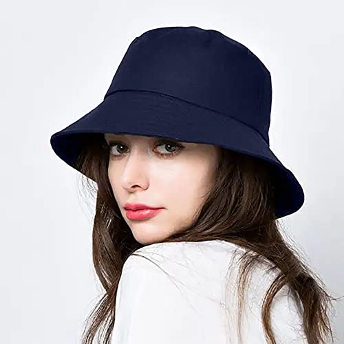 Unisex Bucket Hat Beach Sun Hat Aesthetic Fishing Hat for Men Women Teens, Reversible Double-Side-Wear - color: Navy Blue
