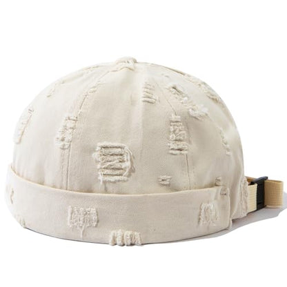 Retro Frayed Brimless Docker Cap Rolled Cuffed Beanie Skullcap Sailor Landlord Hat Casual Lovers Hip Hop Dancing Hats - color: Mg-xgmmxpd51-beige