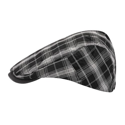 ZLYC Men Summer Flat Cap Scally Ivy Gatsby Newsboy Beret Driver Hat - color: Plaid Black