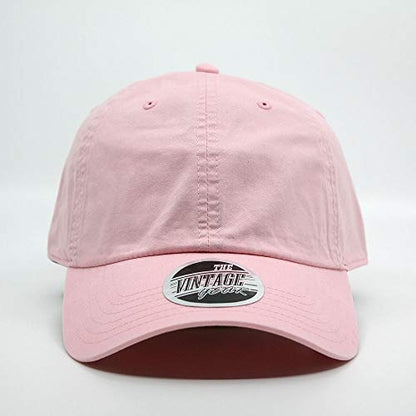 Washed Canvas Combed Cotton Unstructured Soft Crown Adjustable Dad Hat Baseball Cap - color: Pink Cp
