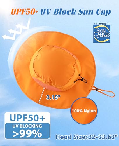 Home Prefer UPF50+ Mens Sun Hat Wide Brim Fishing Hat for Men UV Protection Womens Beach Bucket Hat for Golf Hiking Gardening - color: Orange
