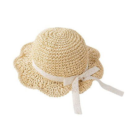 pureborn Baby Toddler Girls Straw Sun Hat Summer Beach Hat - color: Khaki, size: 6-24 Months
