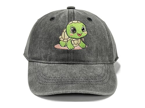 Adjustable Embroidery Animal Baseball Hat for Kid Toddler Child - color: Turtle (Washed Black)