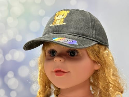 Adjustable Embroidery Animal Baseball Hat for Kid Toddler Child - color: Bear (Washed Black)