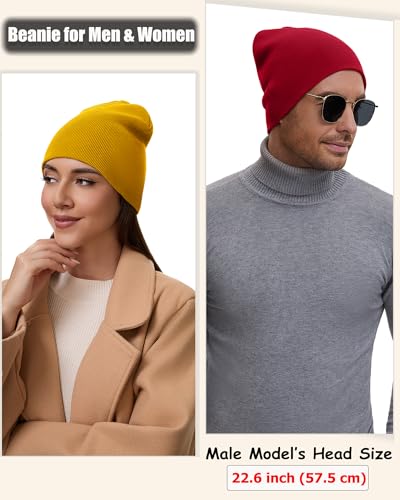 100% Cotton Beanie Hat for Men Women Cuffless Warm Winter Hats - color: 1pcs-yellow