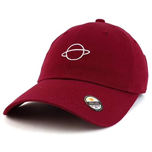 Trendy Apparel Shop Planet Embroidered Low Profile Soft Cotton Dad Hat Cap - color: Wine