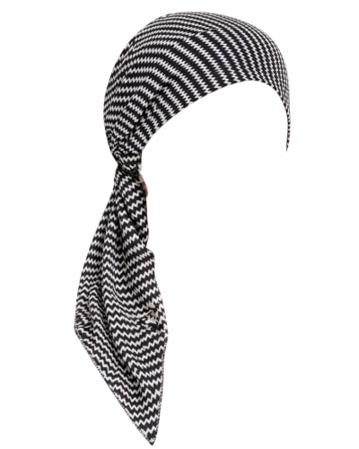 Chemo Headwear for Women Pre-Tied Head Scarf Coverings Scarves - color: Black Stripe