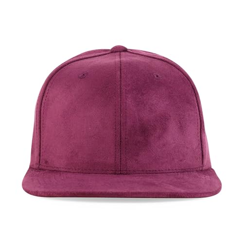 Trendy Apparel Shop Plain Suede Flat Bill Snapback Cap - color: Wine