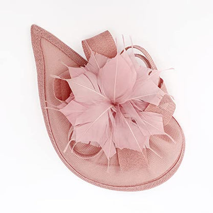 AQOKKA Women Fascinators Hats Flower Fascinators with Headband and Clip Tea Party Headwear for Women and Girls - color: 1 Pc Feather Flower / Pink