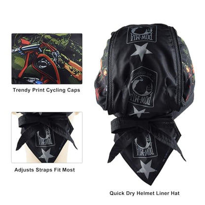 Motorcycle Helmet Balaclava Retro Men Summer Motorbike Skull Caps Sports Head Wrap Headband Running Cycling Bandana Hat - color: Red