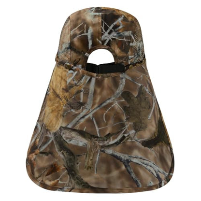 BASSDASH UPF 50+ Fishing Hat, Baseball Cap with Removable Neck Flap - color: Autumn Forest With Unfoldable Brim