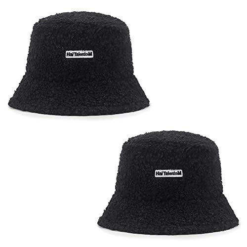 Magik Women Fashion Winter Bucket Hat Vintage Cloche Hats Wool Warmer Fisherman Cap - color: Black