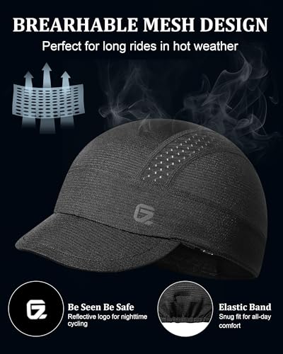 GADIEMKENSD Cooling Cycling Cap, Skull Cap Helmet Liner with Flip Brim, Sun Protection Running Under Helmet for Men Women - color: Black