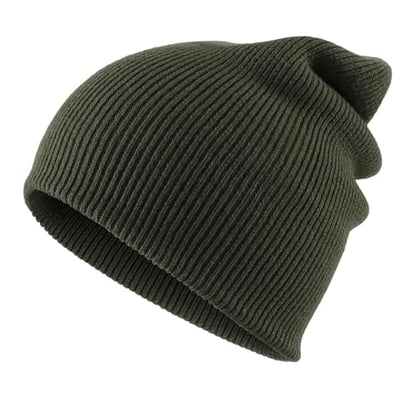 Connectyle Thick Cuffed Beanie for Men & Women Double Layer Knit Winter Hat Acrylic Watch Hat Warm Stocking Skull Cap - color: Army Green